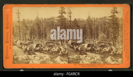 Teams auf dem Gipfel, niederländische flach und Donner Lake Wagon Road, Placer County, von Thomas Houseworth & Co. Stockfoto