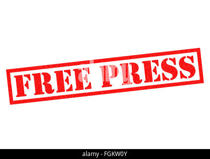 FREIE Presse roten Stempel auf einem weißen Hintergrund. Stockfoto