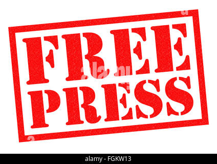 FREIE Presse roten Stempel auf einem weißen Hintergrund. Stockfoto