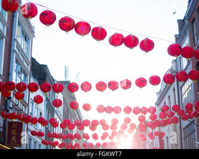 Laternen von Chinese New Year in Chinatown Stockfoto