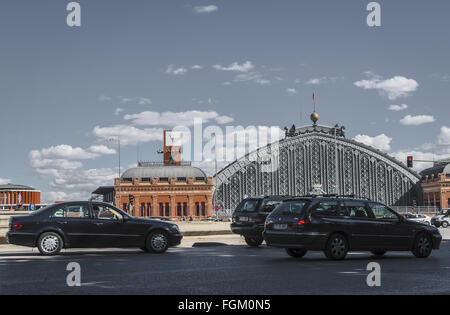 Blick auf die vordere Bahnhof Atocha,, Stadt Madrid, Spanien Stockfoto