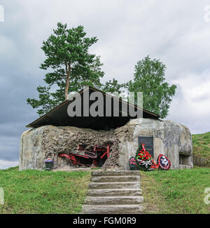 Vitebsk Region Jugend sport Tourismus Wettbewerbe 2010. Denkmal Kränze am Denkmal. Stockfoto