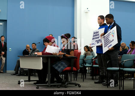 18. Februar 2016 Schule Reformkommission treffen im Schulbezirk Philadelphia Hauptquartier Adressierung Charta Umsätze Stockfoto