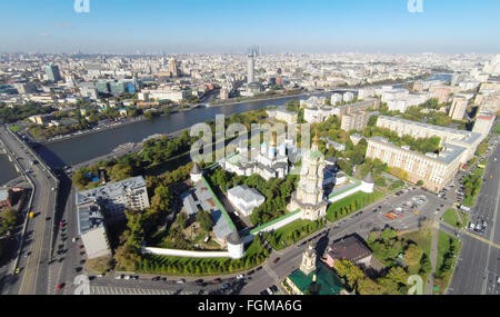 Luftaufnahme des Nowospassker-Klosters in Moskau, Russland Stockfoto