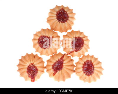 Cookies auf weißem Hintergrund Stockfoto