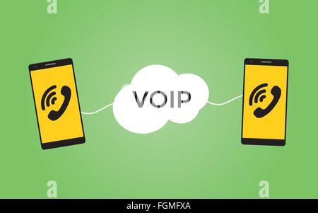 VoIP-Voice-over Protokoll-Konzept mit zwei Smartphones Vektor Stock Vektor