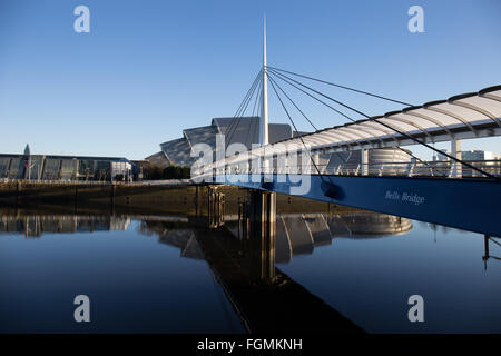 Glasgow River Clyde Armadillo Hydro Glocken Brücke Stockfoto