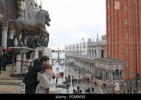 Piazzetta San Marco von St. Markus Basilika Balkon, Piazza San Marco, Venedig, Veneto, Italien, Adria, Europa Stockfoto