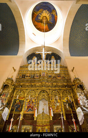 Griechenland, Kreta, Bei Chania, Akrotiri-Halbinsel, Kloster Moni Agia Triada, sterben Ikonostase in der Klosterkirche Stockfoto