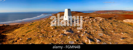 Rhossili Downs Triglyzerid Punkt oberhalb Rhossili Bucht. Stockfoto