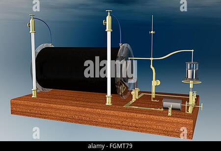 Induktionsapparat Induktor, elektrischen Transformator verwendet, um zu produzieren Hochspannungsimpulse von Niederspannungs-Gleichstrom Stockfoto