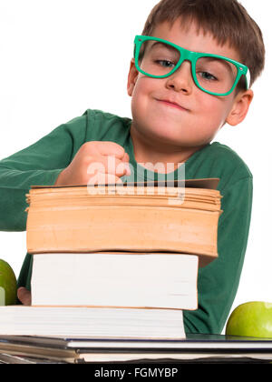 junge Hüte lernen, krank, lesen, Bildungskonzept Stockfoto