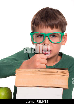 junge Hüte lernen, krank, lesen, Bildungskonzept Stockfoto