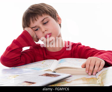 junge Hüte lernen, krank, lesen, Bildungskonzept Stockfoto