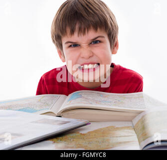 junge Hüte lernen, krank, lesen, Bildungskonzept Stockfoto