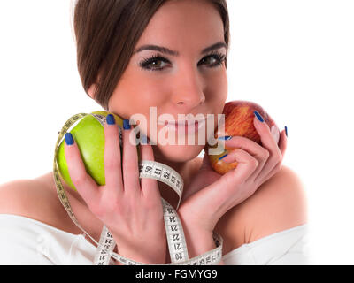 Frau mit frischen Äpfeln, Diät-Konzept Stockfoto