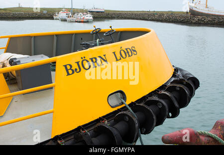 Island Hofn Dorf Angeln Bootfahren bunte Schiff Abstrracts im Yachthafen port Stockfoto