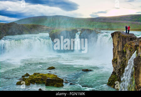 Island Godafoss Wasserfälle Wasserfälle in North Central Island auf der Ringstraße Stockfoto