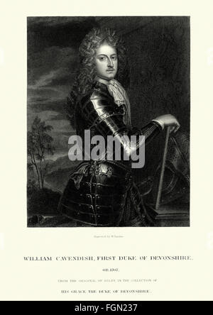 Porträt von William Cavendish, 1. Duke of Devonshire 1640 bis 1707 ein englischer Soldat und Politiker der Whig. Stockfoto