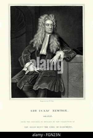 Porträt von Sir Isaac Newton 1642 bis 1726/27 ein englischer Physiker und Mathematiker. Wer ist weithin anerkannt als einer der am meisten Stockfoto