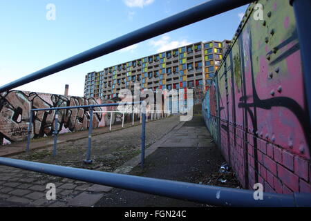 Regenerierte Wohnungen auf der Park Hill-Wohnsiedlung in Sheffield, South Yorkshire, England UK - 2016 Stockfoto