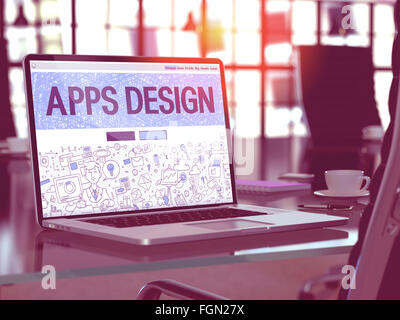 Apps-Design - Konzept auf Laptop-Bildschirm. Stockfoto