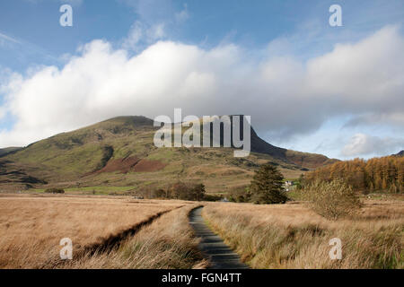 Y-Garn Nordende des The Nantlle Ridge aus dem Weg zu Beddgelert Rhyd Ddu Snowdonia Gwynedd North Wales Stockfoto