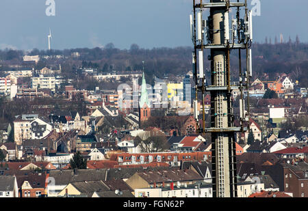 Radio Mast Antennenmast, mit Sende- und Empfangseinheit, Systeme, Handy-Empfang, Stadt Herten, Deutschland, Stockfoto