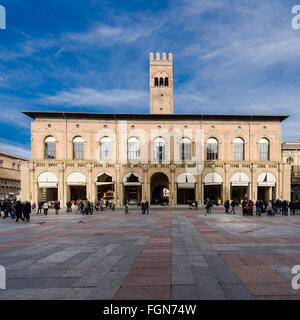 Palazzo del Podestà in Piazza Maggiore, in der Altstadt von Bologna, Italien Stockfoto