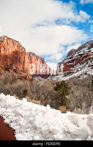 Zion Nationalpark, Utah hohe Wüste Berglandschaft, winter Stockfoto