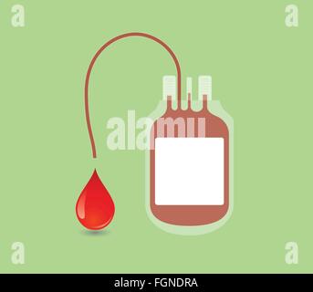 Blut Spende Konzept mit Tasche und Illustration Vektor Stock Vektor