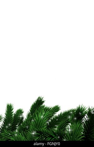 Grüne Tanne Äste mit Beleuchtung Stockfoto