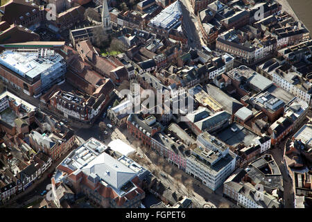 Luftaufnahme des Piccadilly im Stadtzentrum von York, UK Stockfoto