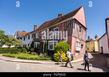 Halbe Fachwerkhaus mittelalterlichen Häuschen, Lavenham, Suffolk, UK Stockfoto