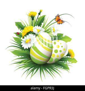 Osterkarte mit Eiern und Blumen. Vektor-illustration Stock Vektor