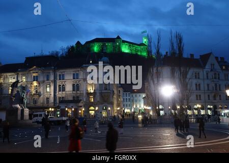 Ljubljana - Triple Bridge - Februar 2016 Stockfoto