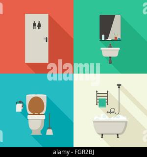 Einfache Abbildungen des Badezimmers. Stock Vektor