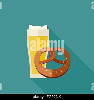 Symbole für Bier und Brezel. Stock Vektor