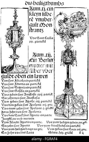 Literatur, Illustrationen, Wittenberger Reliquienbuch, Holzschnitt, Werkstatt von Lucas Cranach dem Älteren (um 1475 - 1553), Wittenberg, 1509, Zusatz-Rechteklärung-nicht vorhanden Stockfoto