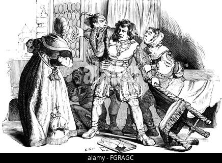 Literatur, Märchen, 'der gestohlene Schleier' von Johann Karl August Musäus (1735 - 1787), nach Zeichnung von R.Jordan, Holzstich von Kretzschmar, 19. Jahrhundert, Zusatzrechte-Freiereinräumungen-nicht vorhanden Stockfoto