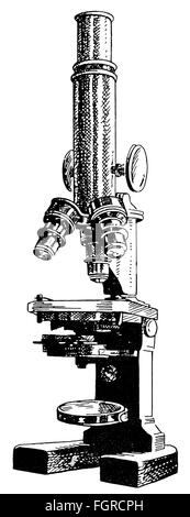 Wissenschaft, Physik, Optik, optisches Mikroskop, Zeichnung, um 1890, Additional-Rights-Clearences-not available Stockfoto