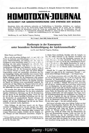 Presse / Medien, Zeitschriften, 'Homotoxin-Journal', Sonderausgabe aus Nummer 3, Titelseite, Baden-Baden, 1.6.1962, Zusatzrechte-Clearenzen-nicht vorhanden Stockfoto