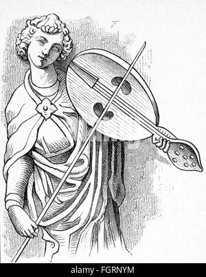 Musik, Musiker, Rebec-Spieler, Skulptur, Baldachin im Kölner Dom, 14. Jahrhundert, Holzstich, 19. Jahrhundert, Rebec, Musikinstrument, Musikinstrumente, Chordophon, Saiteninstrument, Saiteninstrumente, Streichinstrumente, Streichinstrument, Streichinstrumente, die Saiten, Bögen, Bogen, Mittelalter, Deutschland, Köln, Gotik, Gotik, Menschen, Mann, Männer, männlich, Skulpturen, Skulpturen, Kathedrale, Kathedralen, historisch, historisch, Zusatzrechte-Clearences-nicht vorhanden Stockfoto