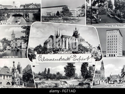 Geographie / Reisen, Deutschland, Erfurt, Bildpostkarte, Blumenstadt Erfurt, Bildpostkarte, VEB Bild und Heimat Reichenbach, postmarked, 28.8.1967, Additional-Rights-Clearences-not available Stockfoto