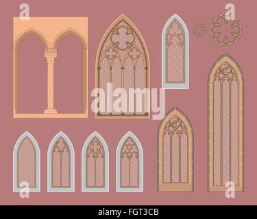 Gotische Fenster in Mitteleuropa Stock Vektor
