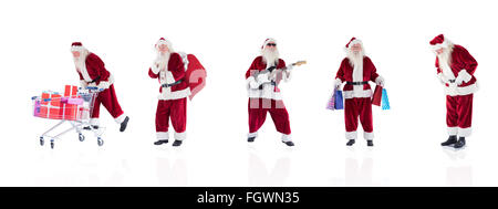 Zusammengesetztes Bild der verschiedenen Weihnachtsmänner Stockfoto