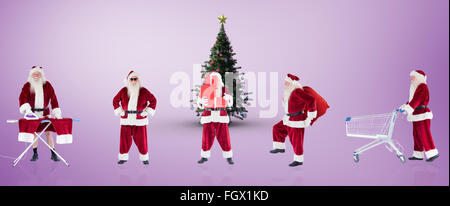 Zusammengesetztes Bild der verschiedenen Weihnachtsmänner Stockfoto