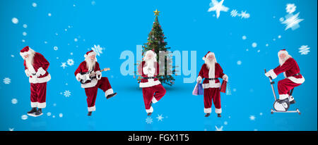 Zusammengesetztes Bild der verschiedenen Weihnachtsmänner Stockfoto