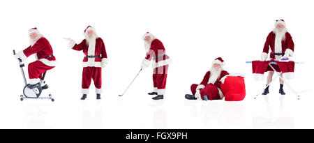 Zusammengesetztes Bild der verschiedenen Weihnachtsmänner Stockfoto