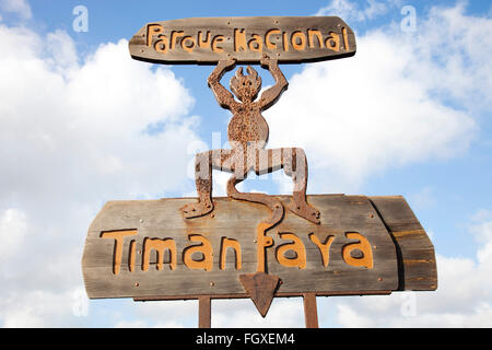 Signal, Ruta de Los Vulkane, Parque Nacional de Timanfaya, Lanzarote Insel, Kanarischen Inseln, Spanien, Europa Stockfoto